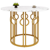 ESSTISCH Rund mit goldene Beine 100/100/76 cm - Goldfarben/Weiß, Holzwerkstoff/Metall (100/100/76cm) - Urban Meuble