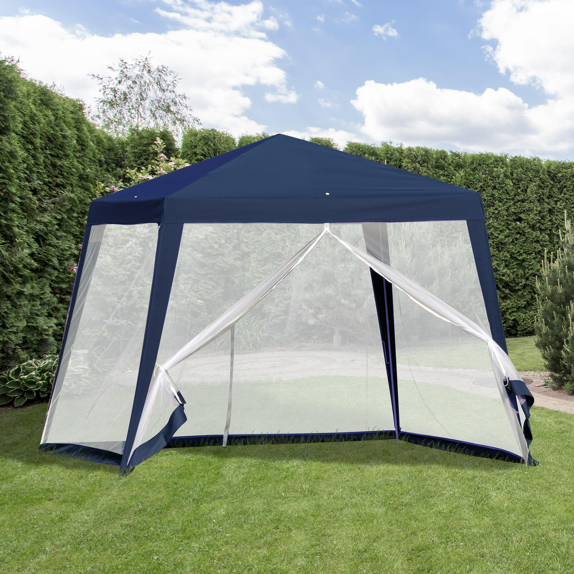 GARTENPAVILLON Metall + Polyester Blau - Blau, Kunststoff/Metall (300/245/300cm) - Outsunny