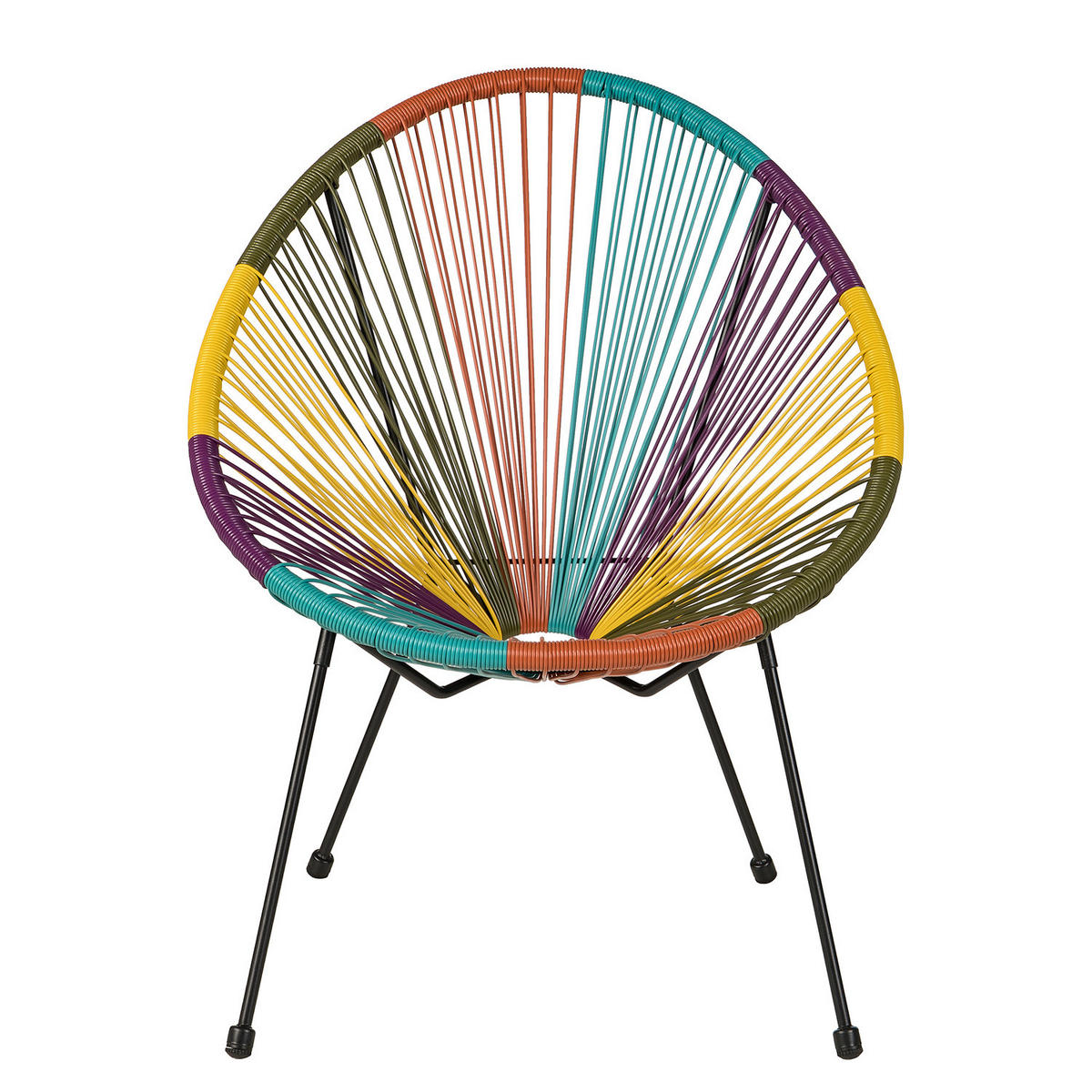 SITZGRUPPE - Stahl / Polyrattan - 3-teilig - Multicolor, Naturmaterialien/Glas - home24