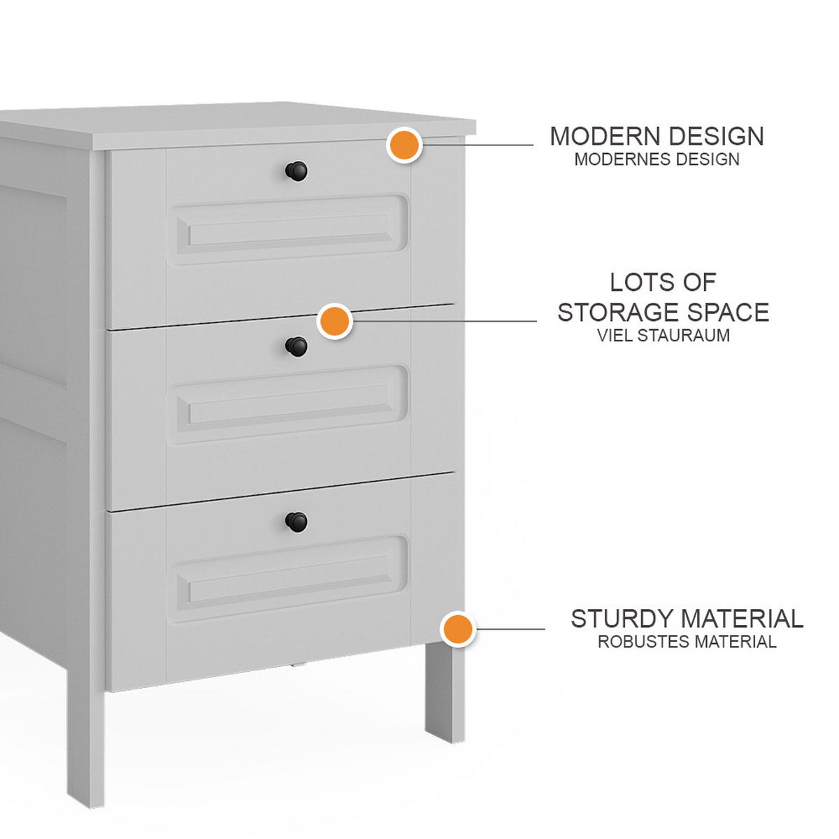 KOMMODE Ajaton Weiß 60 x 88.4 cm - Weiß, Holzwerkstoff (60/88.4/53.4cm) - VitaliSpa
