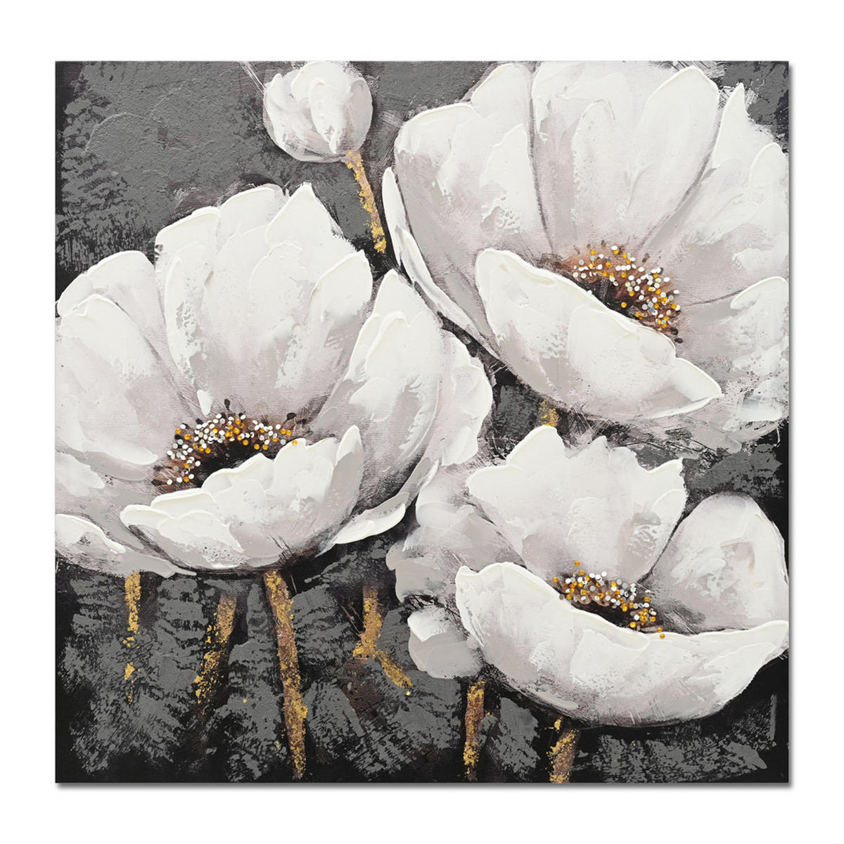 MALBA NA PLÁTNĚ, květiny, 80/80 cm  - Design, dřevo (80/80cm)