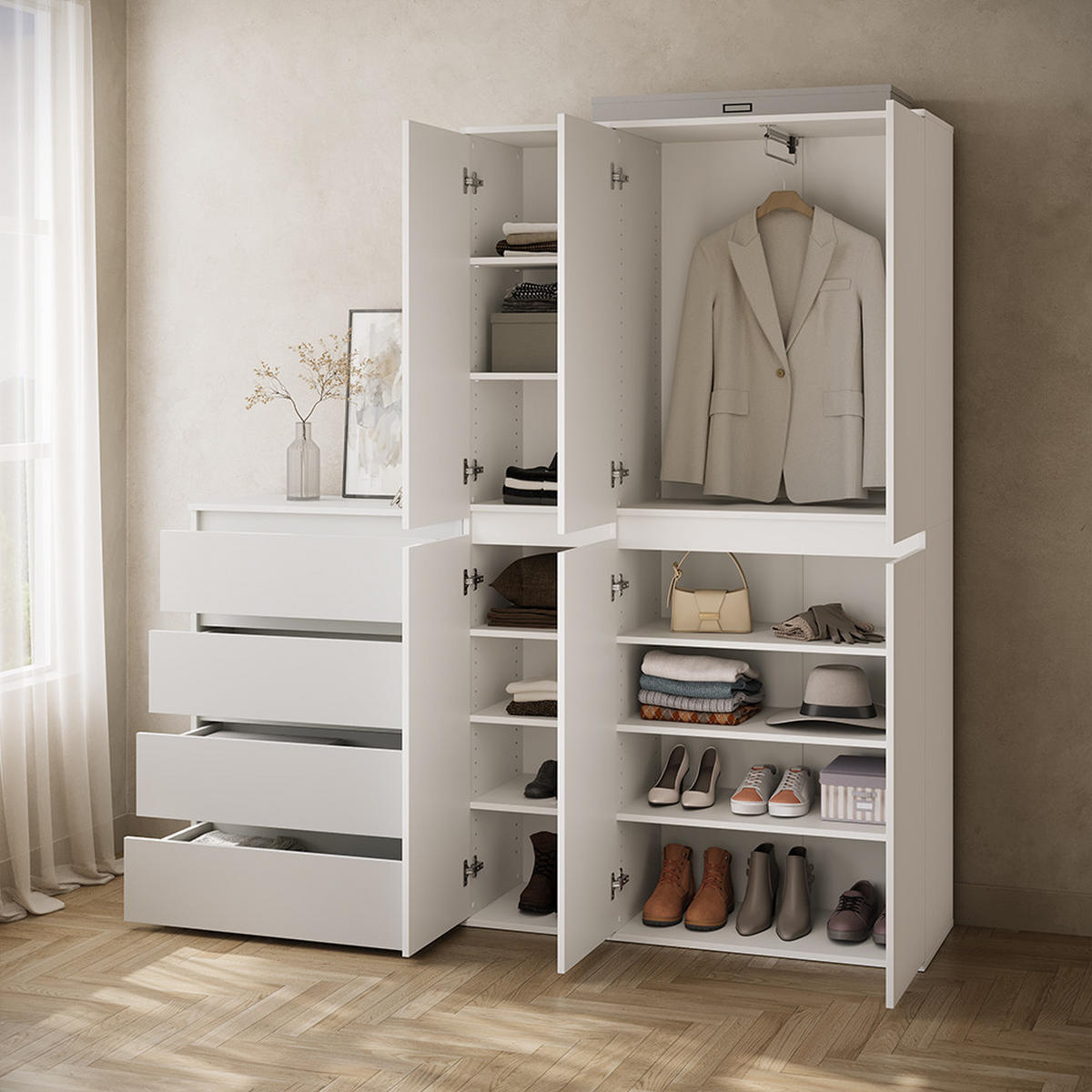 EINLEGEBODEN Garda Weiß 2er Set - Weiß, Holzwerkstoff (35.4/1.6/36.3cm) - Livinity®