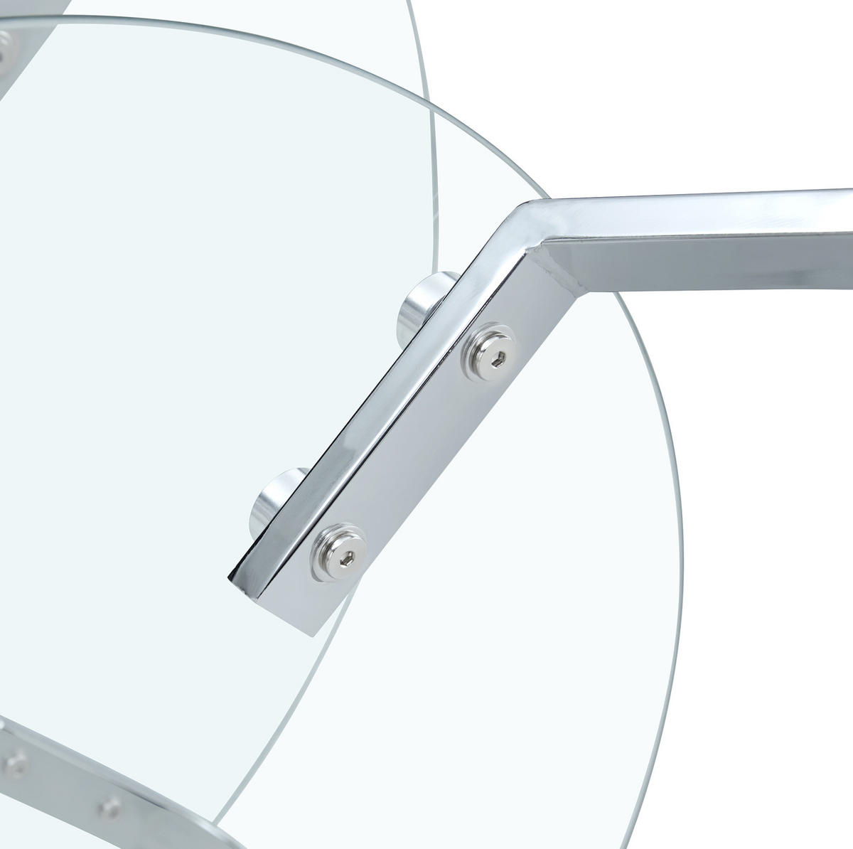 COUCHTISCH aus Glas & Metall in Silber mit 2 Ebenen gehärtetes Glas - Silberfarben, Glas (80/80/45cm) - Modfu