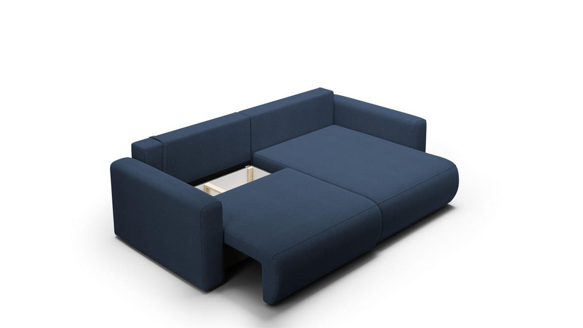 ECKSOFA Chaira Mit Schlaffunktion - Dunkelblau, Holzwerkstoff/Textil (240/149cm) - Fun Möbel