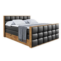 BOXSPRINGBETT mit Matratze H3|H4 und Lattenrost - LOLLI2-Z KING-160x200 - Schwarz Kunstleder - Schwarz, Holzwerkstoff (160/200cm) - ALTDECOR