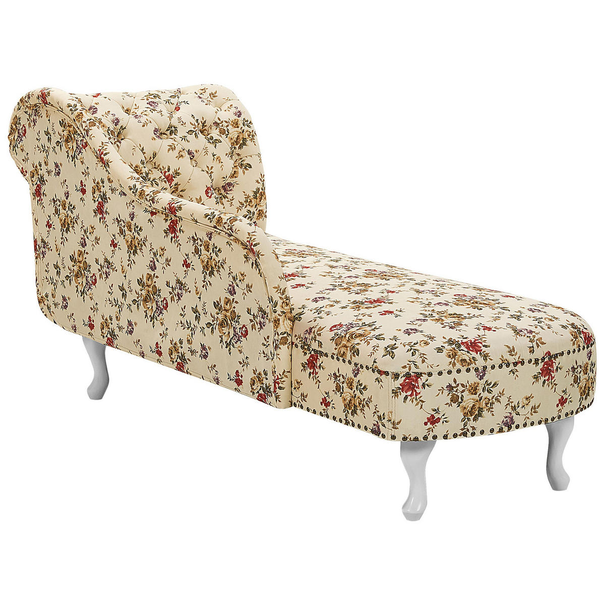 CHAISELONGUE Polsterbezug beige Blumenmuster rechtsseitig Nimes - Beige/Multicolor, Textil (170/79/61cm) - Beliani