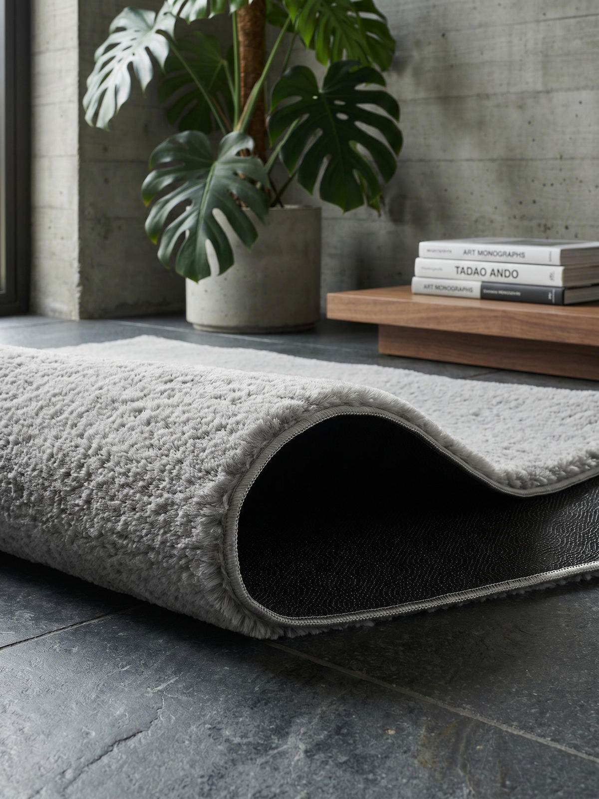 KURZFLORTEPPICH Antirutsch Uni RUTOR Polyester Grau 120 x 160 cm - Grau, Textil (120/160cm) - KADIMA DESIGN