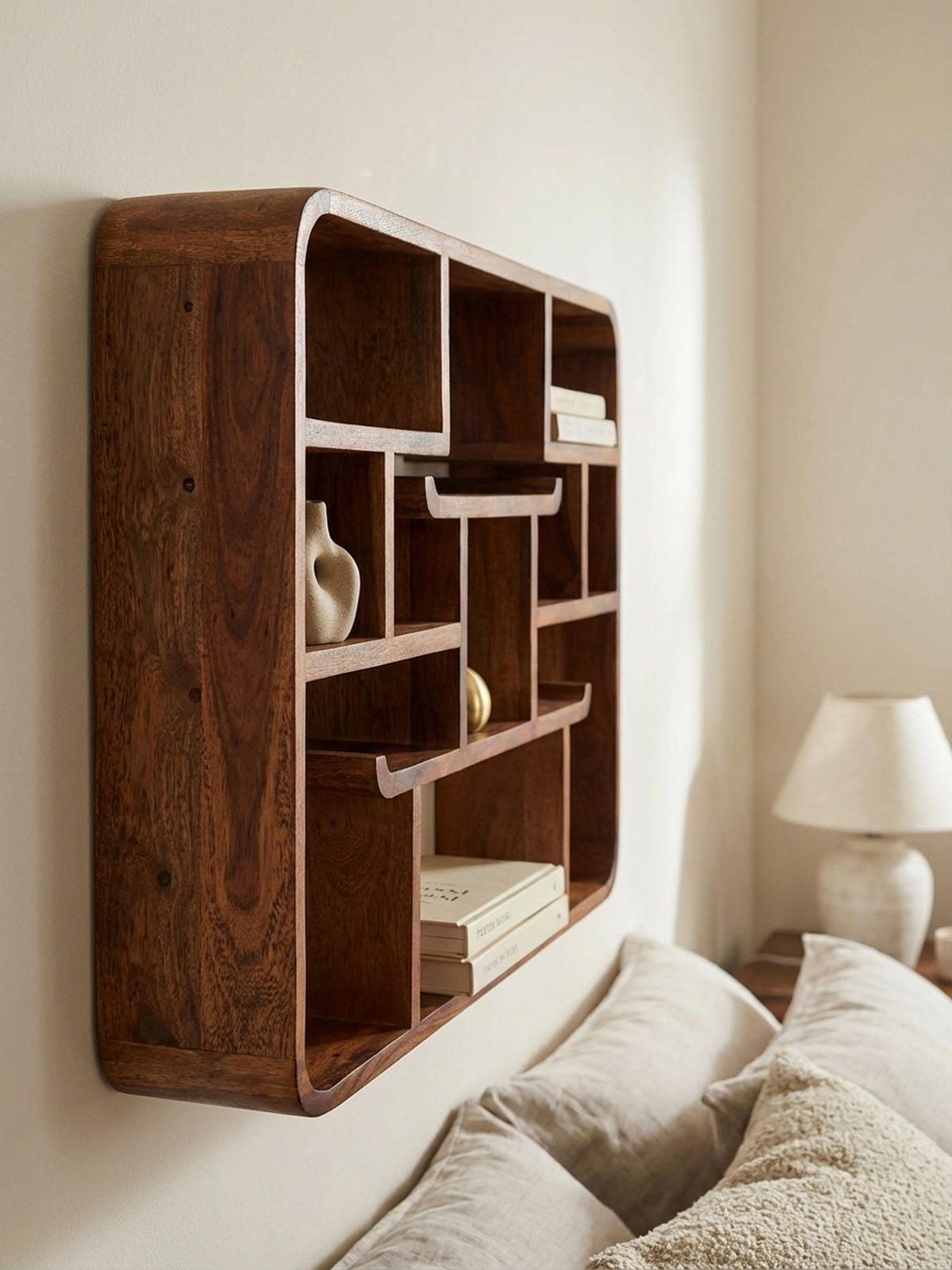 WANDREGAL Massivholz Modern Stil Elegant - Braun, Holz (80/55/12cm) - KADIMA DESIGN