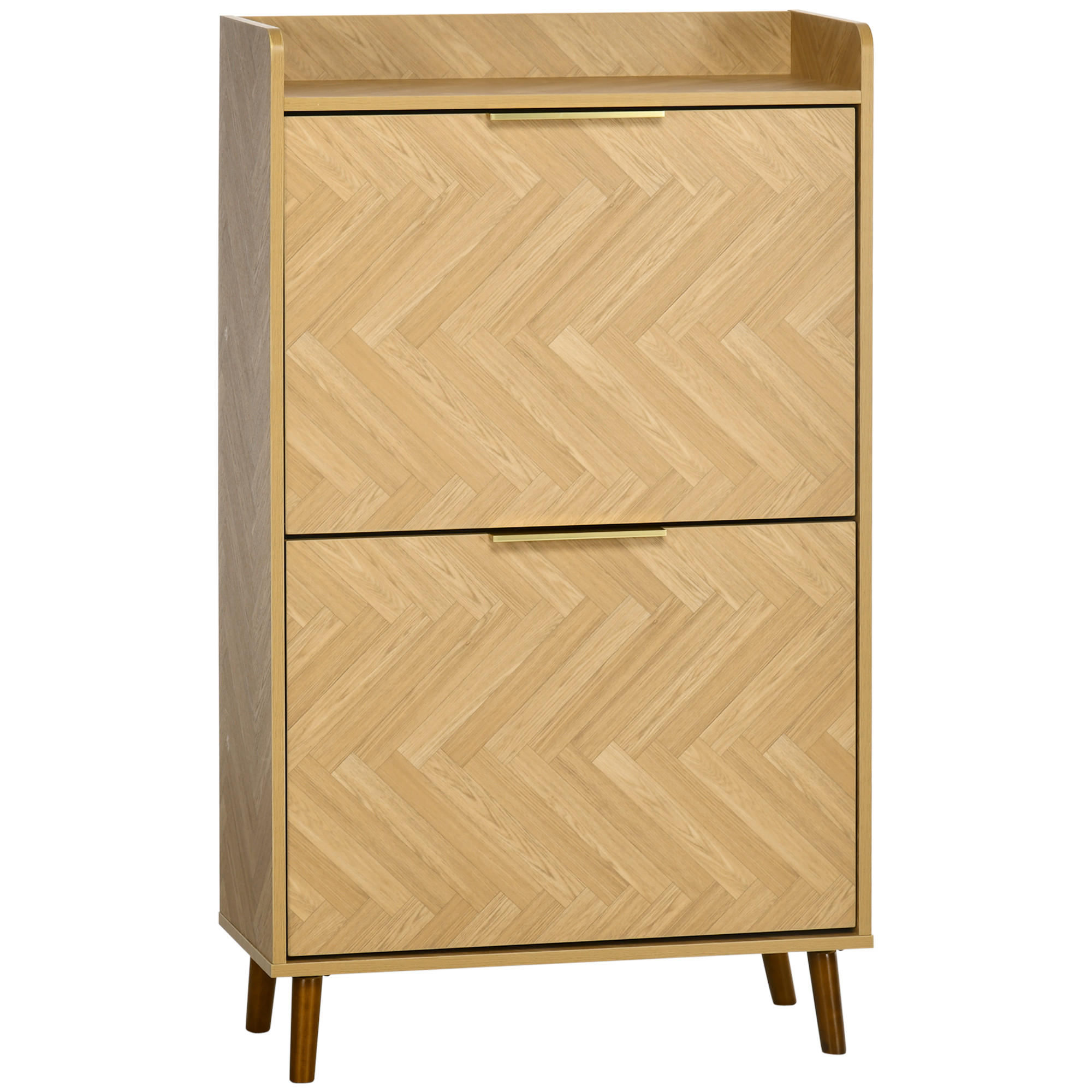 SCHUHSCHRANK DE-14985 Vintage mit Fischgrätmuster Holzoptik - Naturfarben, Holzwerkstoff (70/120/30cm) - ComfortXL