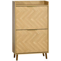 SCHUHSCHRANK DE-14985 Vintage mit Fischgrätmuster Holzoptik - Naturfarben, Holzwerkstoff (70/120/30cm) - ComfortXL