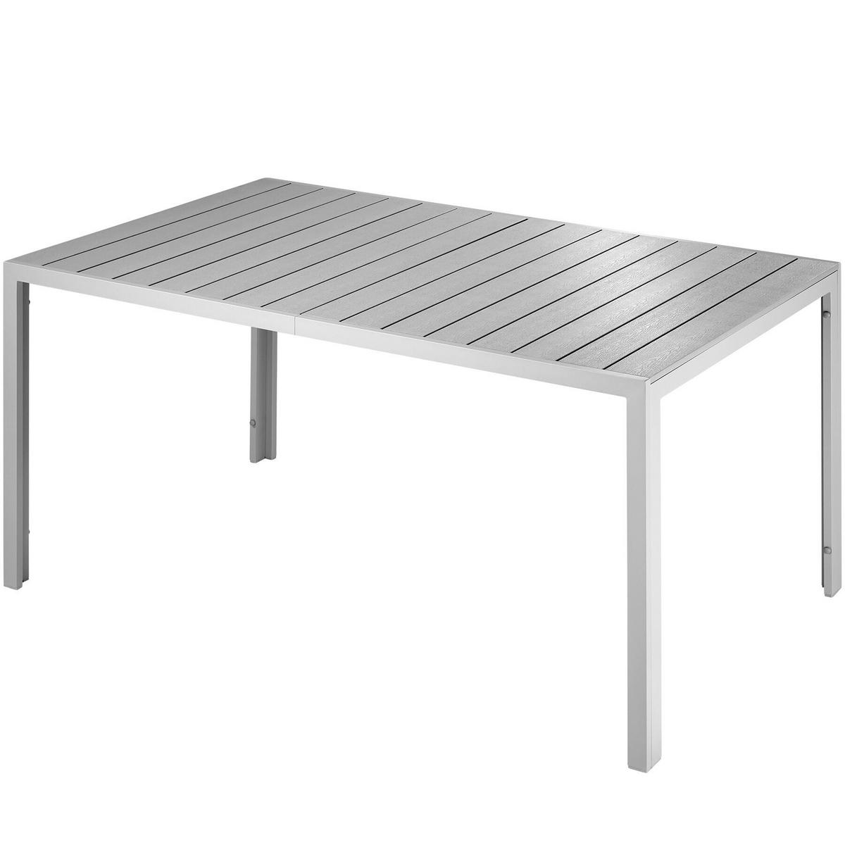 GARTENTISCH Bianca,150 x 90 x 74,5 cm,silber/grau - Silberfarben/Grau, Metall (150/90/74.5cm) - tectake