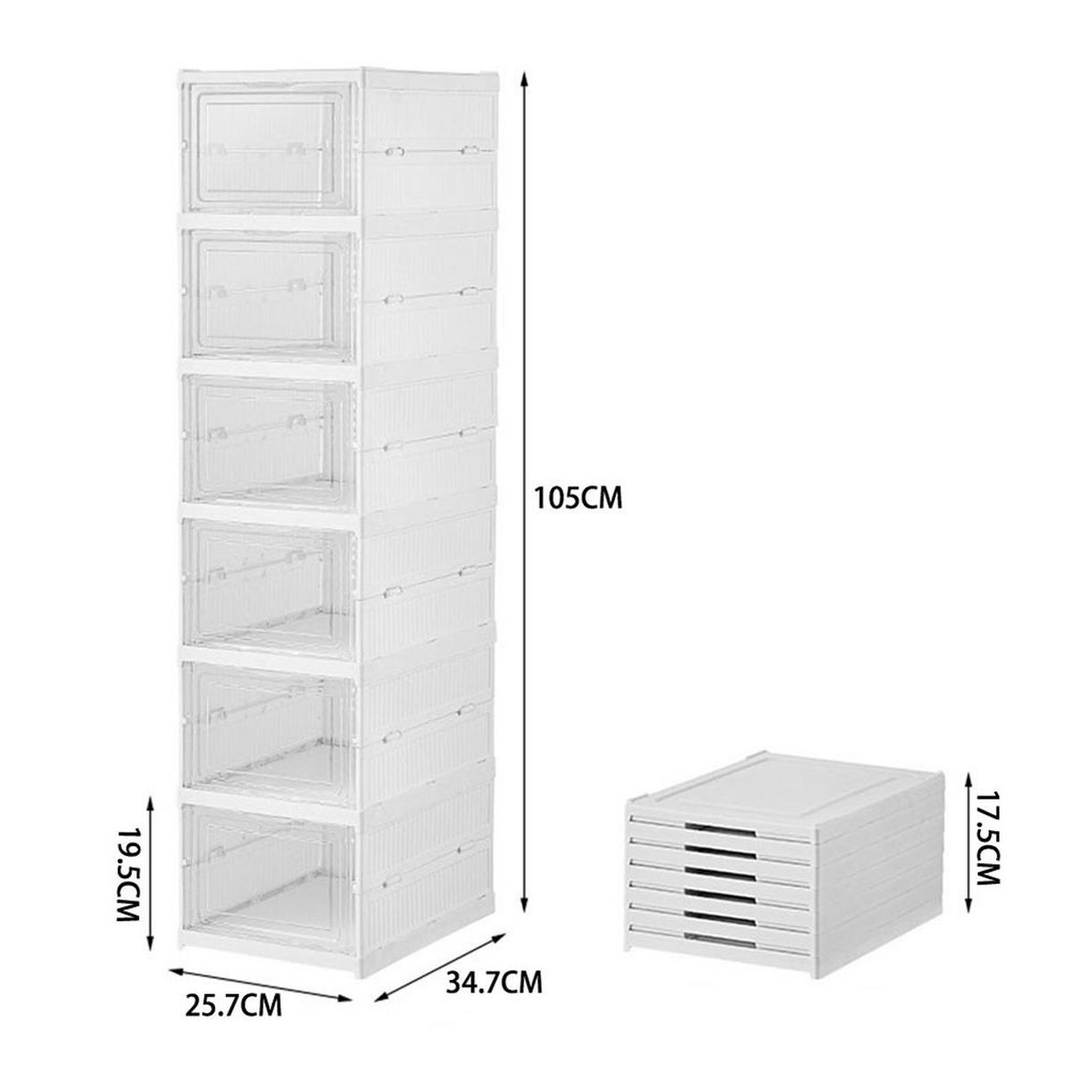 SCHUHSCHRANK 25.7/34.7/105 cm 6-Stufig Klappbar Kunststoff Weiß - Weiß, Kunststoff (25.7/105/34.7cm) - Livingandhome