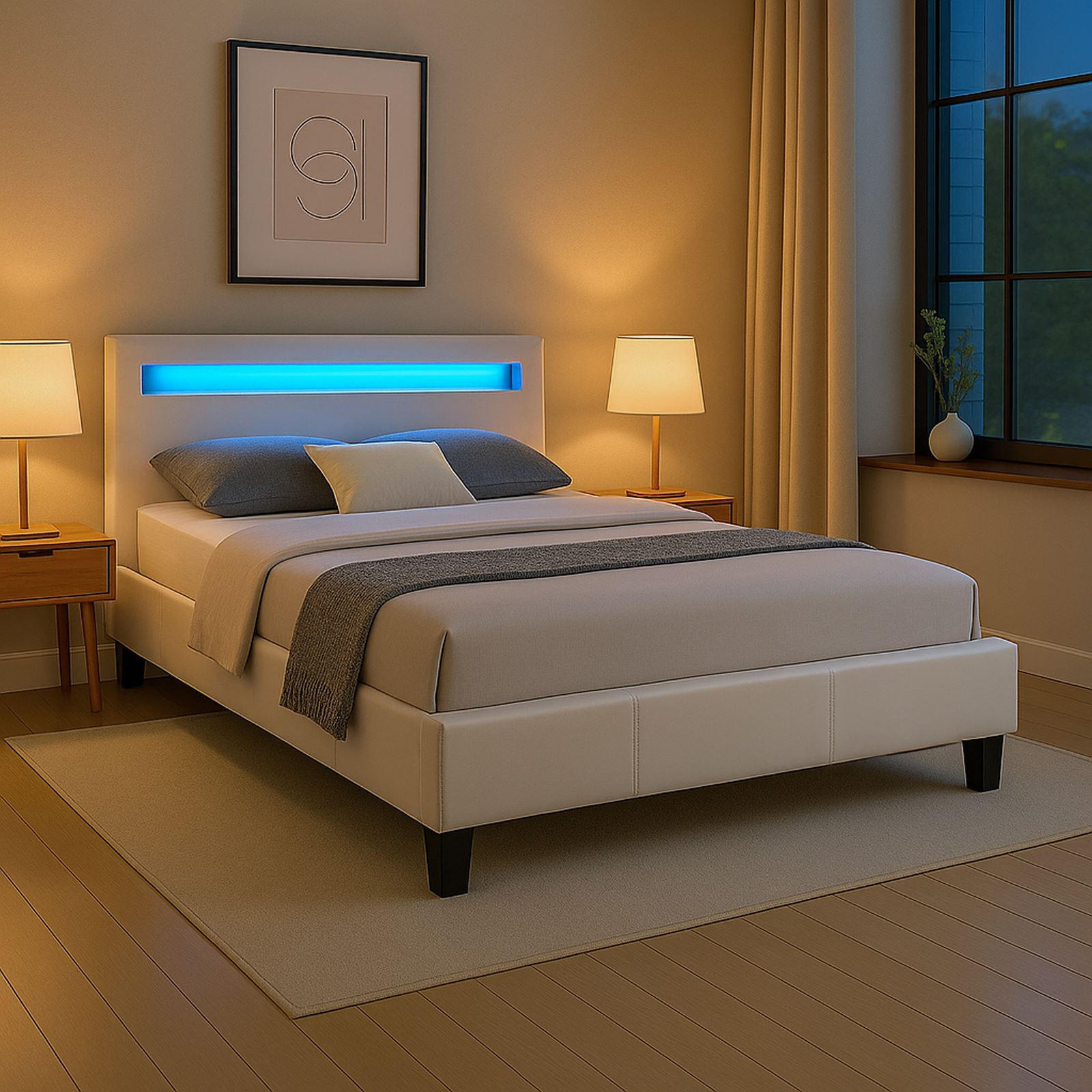 POLSTERBETT MIT LED MIRASOL 120X200 CM - Weiß, Textil (120/200cm) - CARO-Möbel
