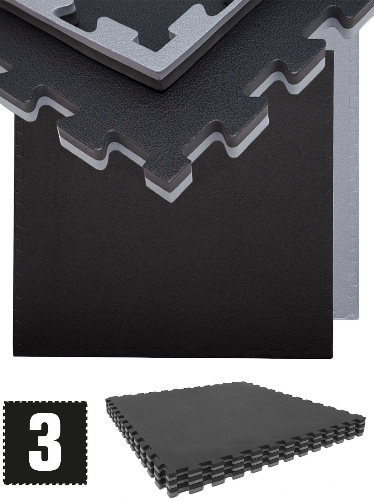 BODENSCHUTZMATTE 90x90x2 cm, Schwarz, 3er Set - Schwarz, Kunststoff (90/90/2cm) - eyepower