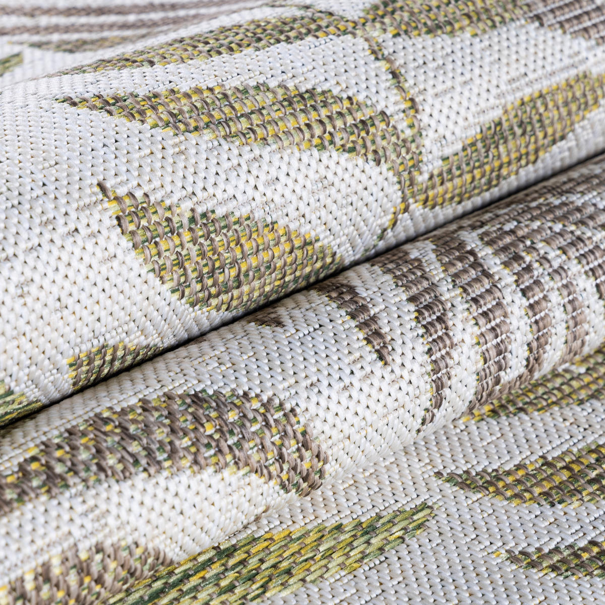 TEPPICH Outdoor Flachgewebe Palmenmotiv Polypropylen Terrasse Beige Rechteckig 140x200 - Beige, Textil (140/200cm) - KADIMA DESIGN