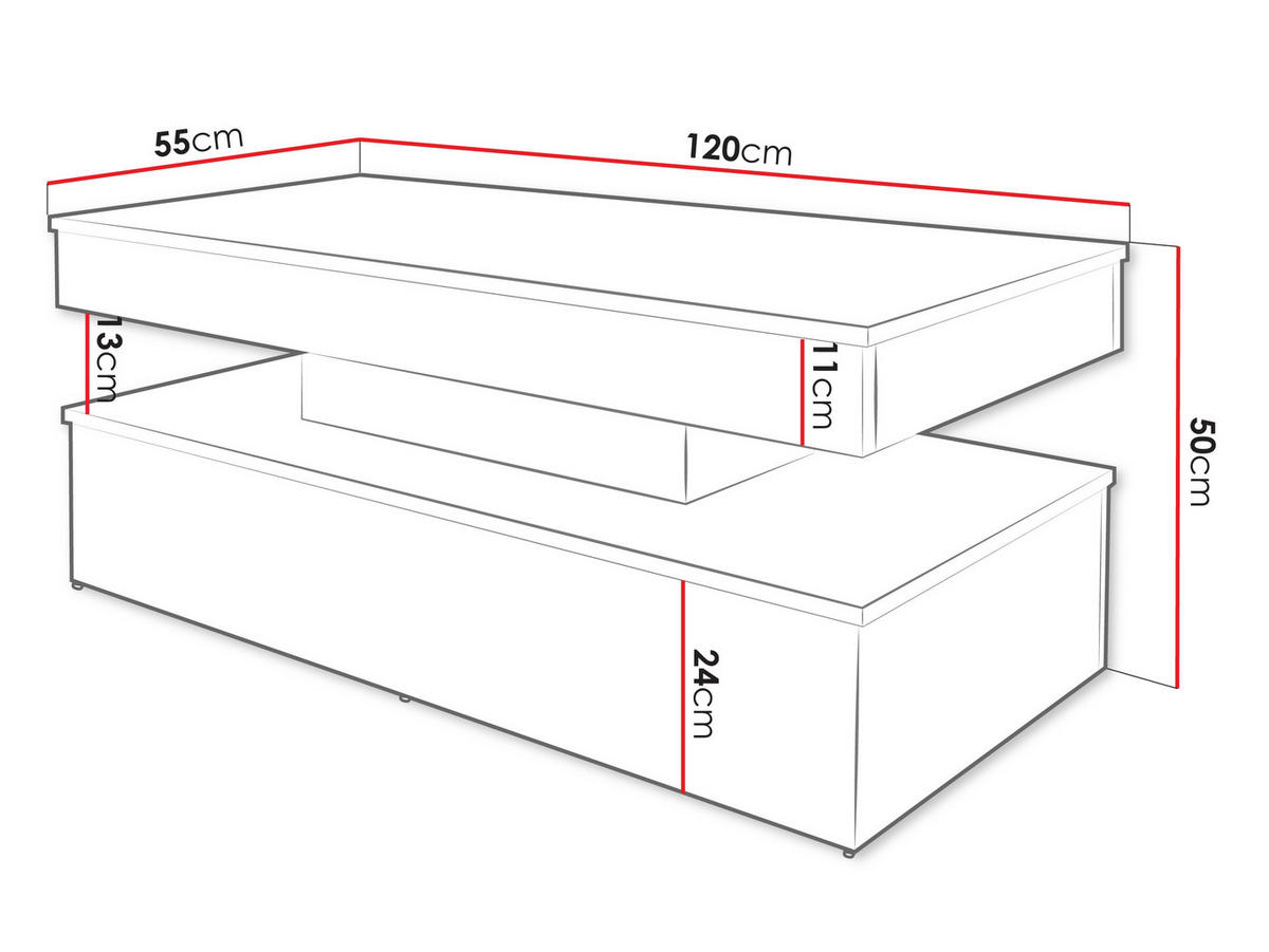 COUCHTISCH 120 Glossa Bis 01 - Sandfarben, Holzwerkstoff/Kunststoff (55/120/50cm) - MIRJAN24