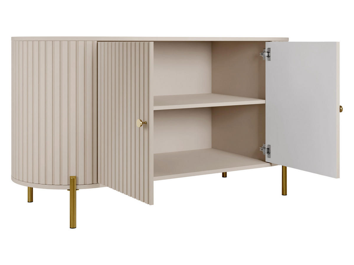 KOMMODE Sepiroz 140 2D - Sandfarben/Goldfarben, Holzwerkstoff/Metall (139/79/43cm) - MIRJAN24