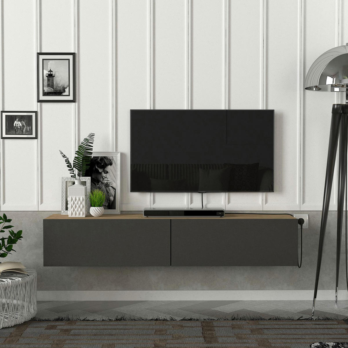 TV-ELEMENT Toivakka - Anthrazit, Holzwerkstoff (135/25/31cm) - [en.casa]