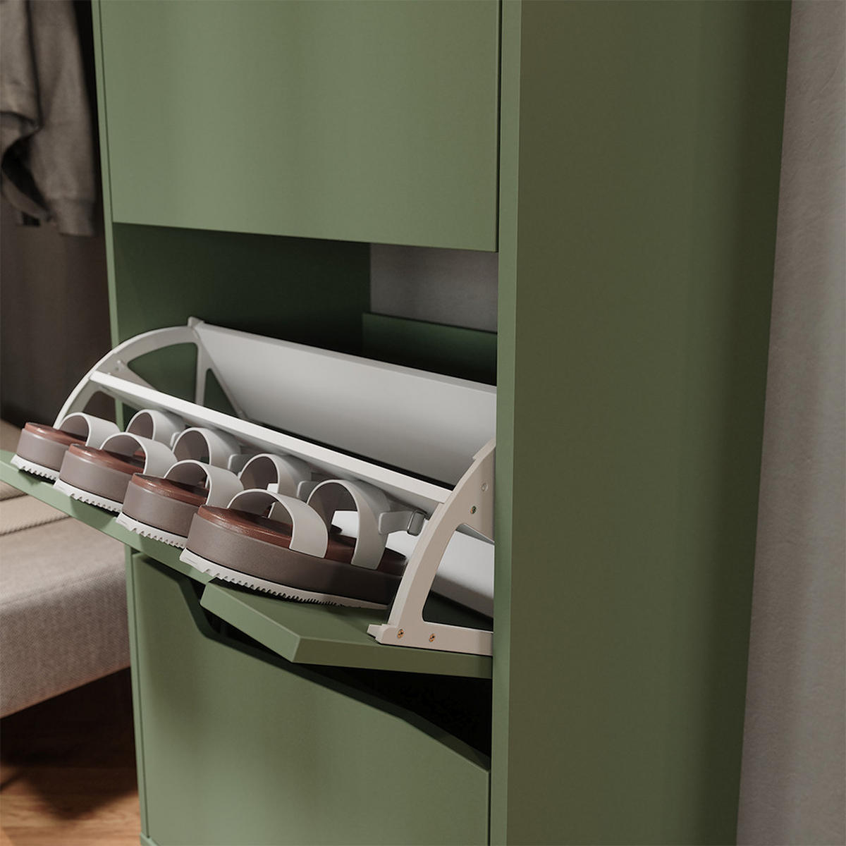 BOTNÍK NA BOTY Marelle Zelená/umělecká - zelená barva, kompozitní dřevo (60/129.5/38cm) - Vicco