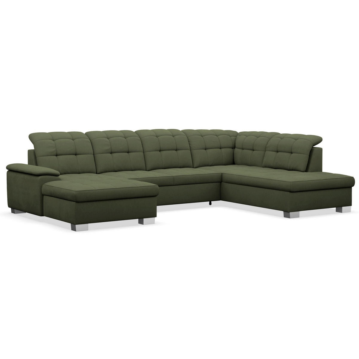 WOHNLANDSCHAFT Jamaal Khaki linksseitig - Schwarz/Grün, Textil (330/106/212cm) - Selsey