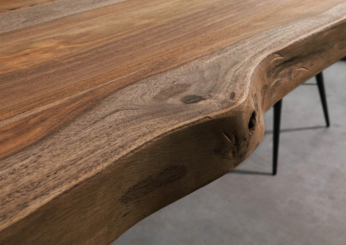 BAUMTISCH Sheesham 180x90x79 grau gebeizt / Mikado-Beine anthrazit matt FREEFORM 5 - Anthrazit/Grau, Holz (180/90/79cm) - Massivmoebel24