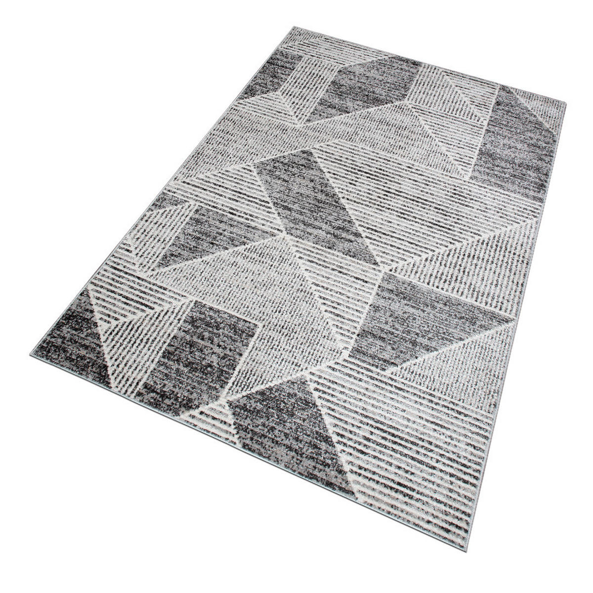 TEPPICH Harmonia geometrisches Design Dreieck Hoch-Tief-Effekt grau 80 x 150 cm - Creme/Grau, Kunststoff/Textil (80/150cm) - oKu-Tex
