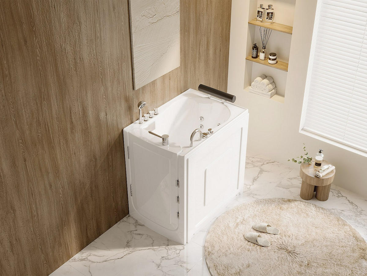 BADEWANNE mit Tür - 1 Person - acryl - weiß Baruva - Weiß, Kunststoff (101.5/99/69cm) - Vente-Unique