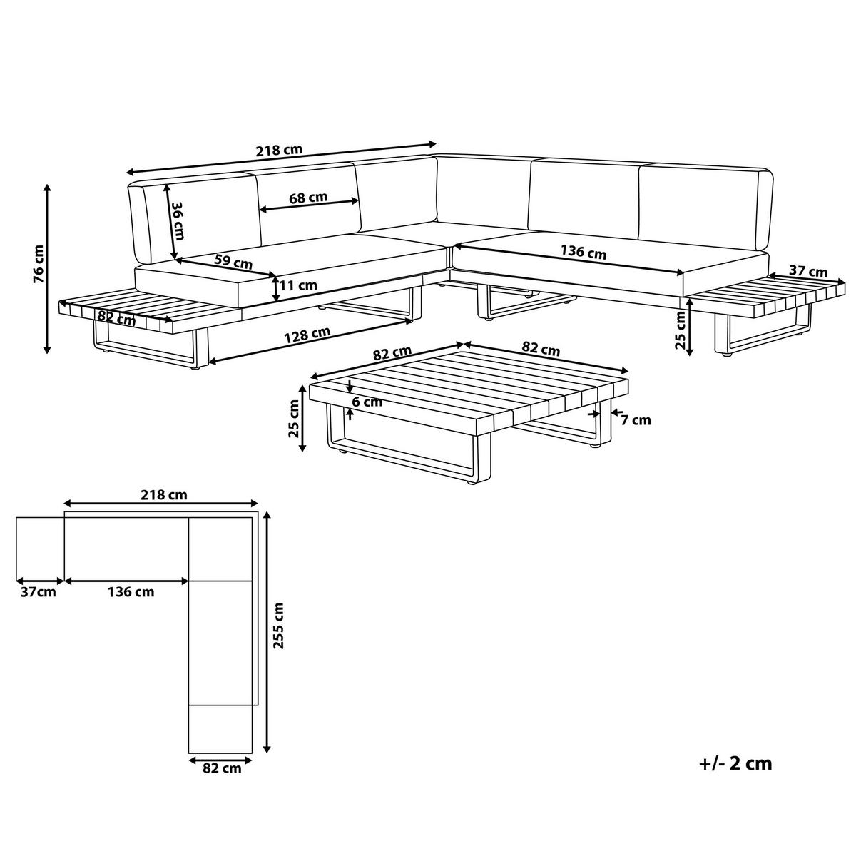 LOUNGE SET 5-Sitzer hellbraun Auflagen grau Mykonos - Hellbraun/Grau, Holz - Beliani