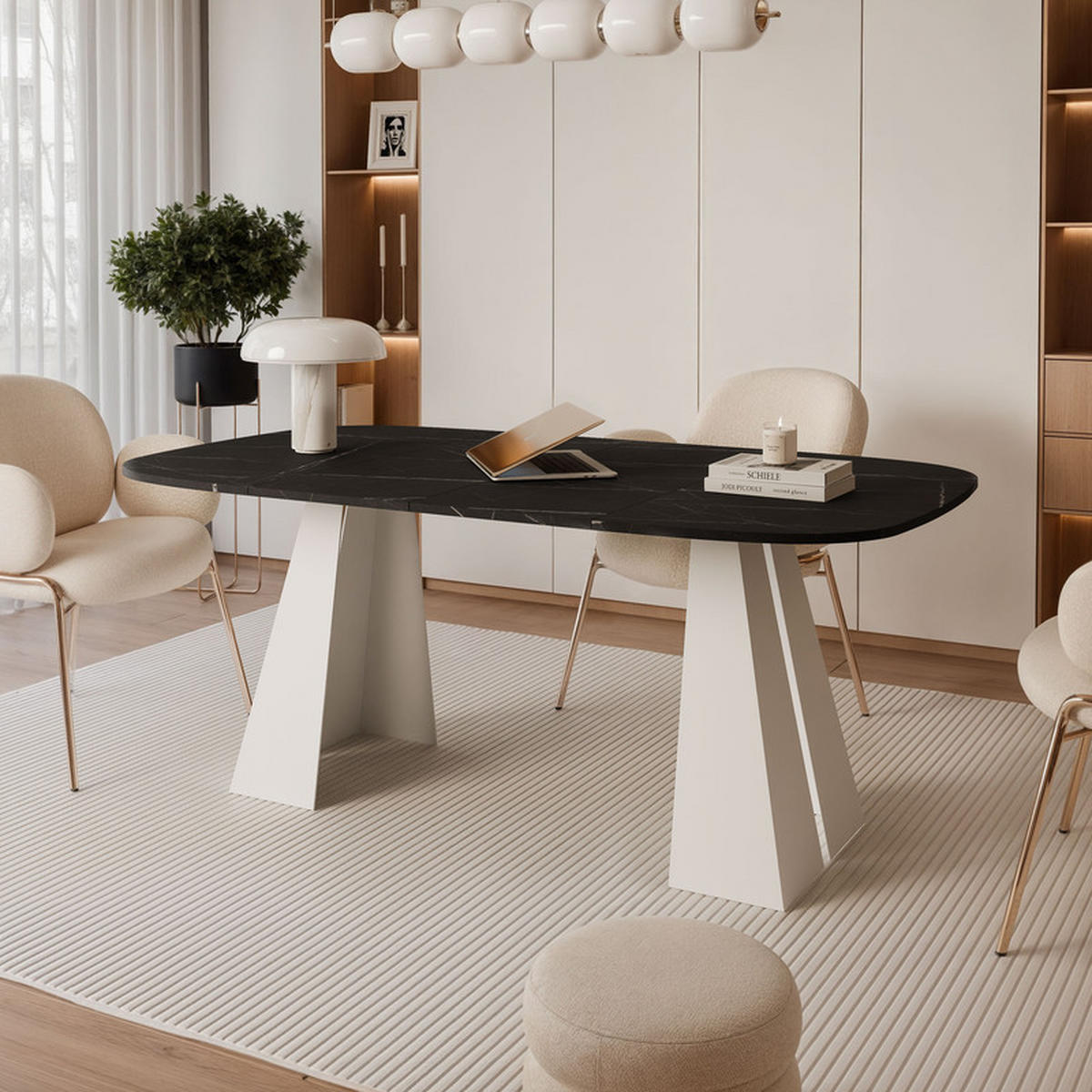 AUSZIEHTISCH ZELO 120/60/76 cm, Weiß / Grigia Pietra (Steingrau) - Weiß/Grau, Holzwerkstoff/Metall (60/120/76cm) - Idohome
