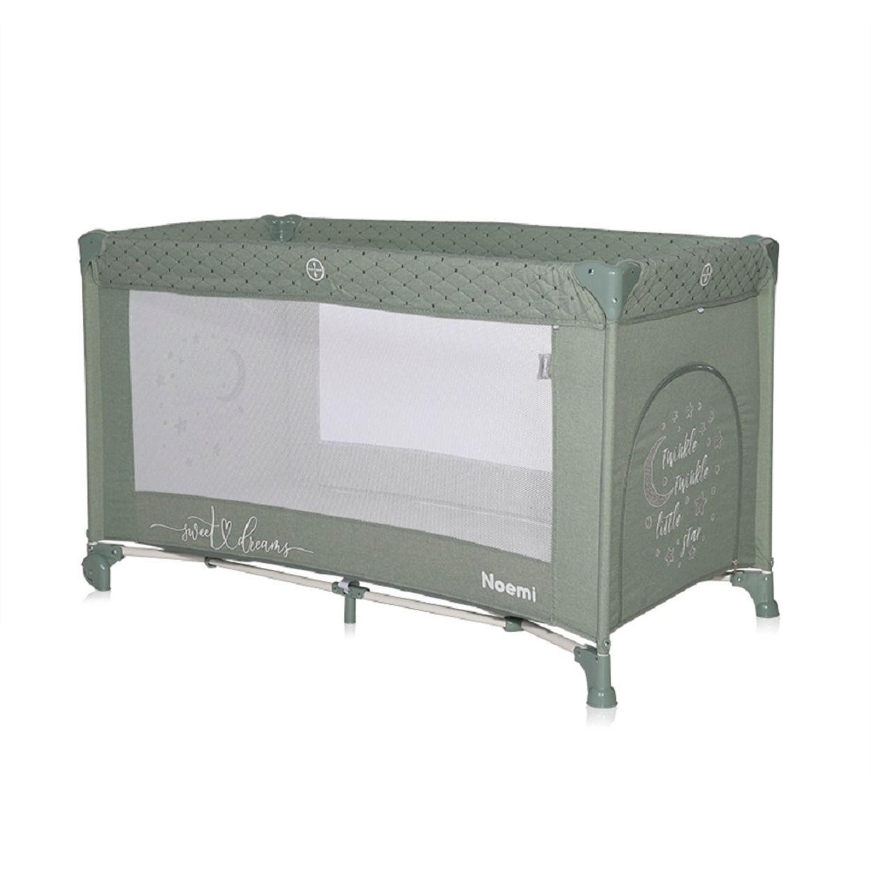 BABYREISEBETT Laufstall Noemi dunkelgrün eine Ebene, seitliche Öffnung, Matratze - Grün, Kunststoff (60/120cm) - Lorelli
