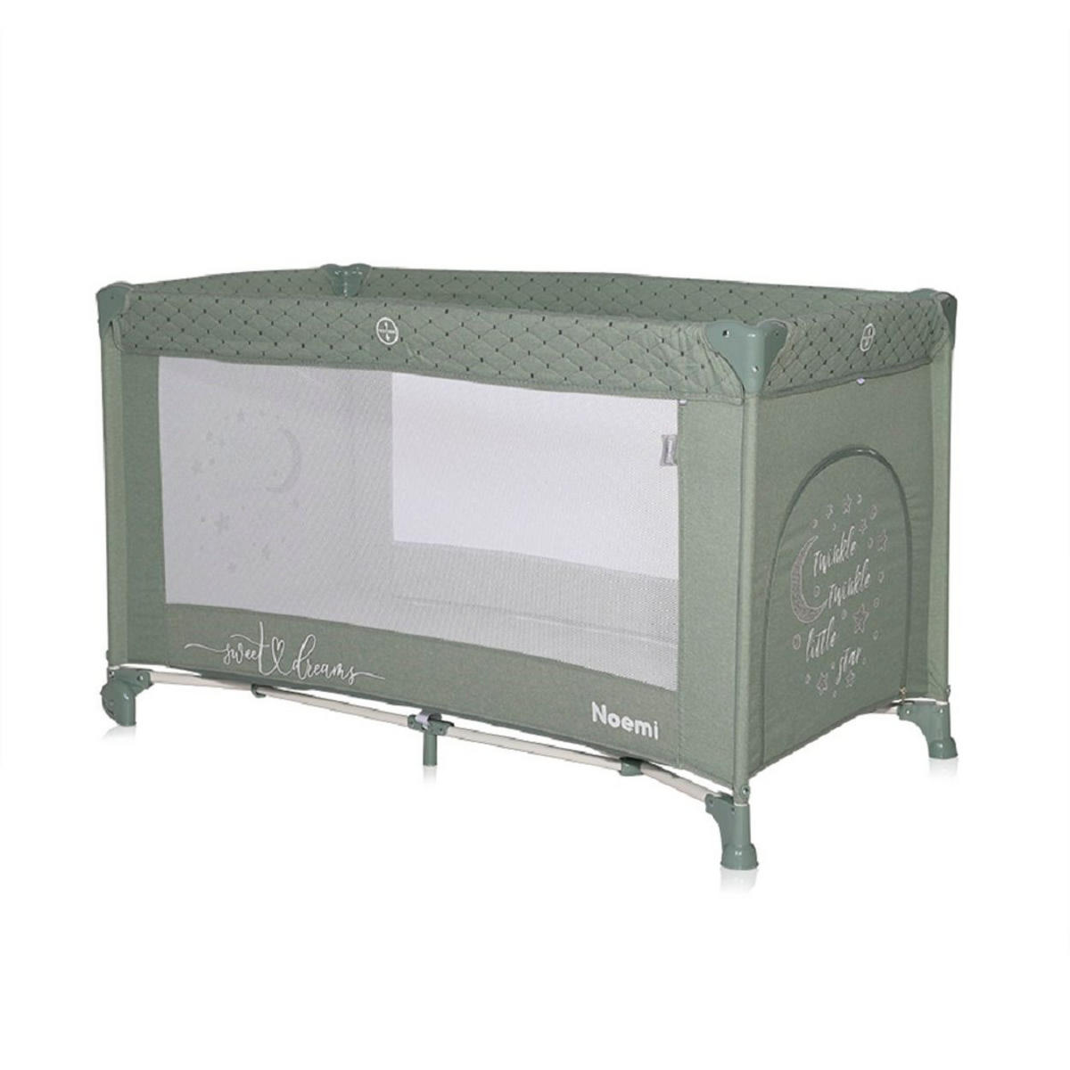 BABYREISEBETT Laufstall Noemi dunkelgrün eine Ebene, seitliche Öffnung, Matratze - Grün, Kunststoff (60/120cm) - Lorelli