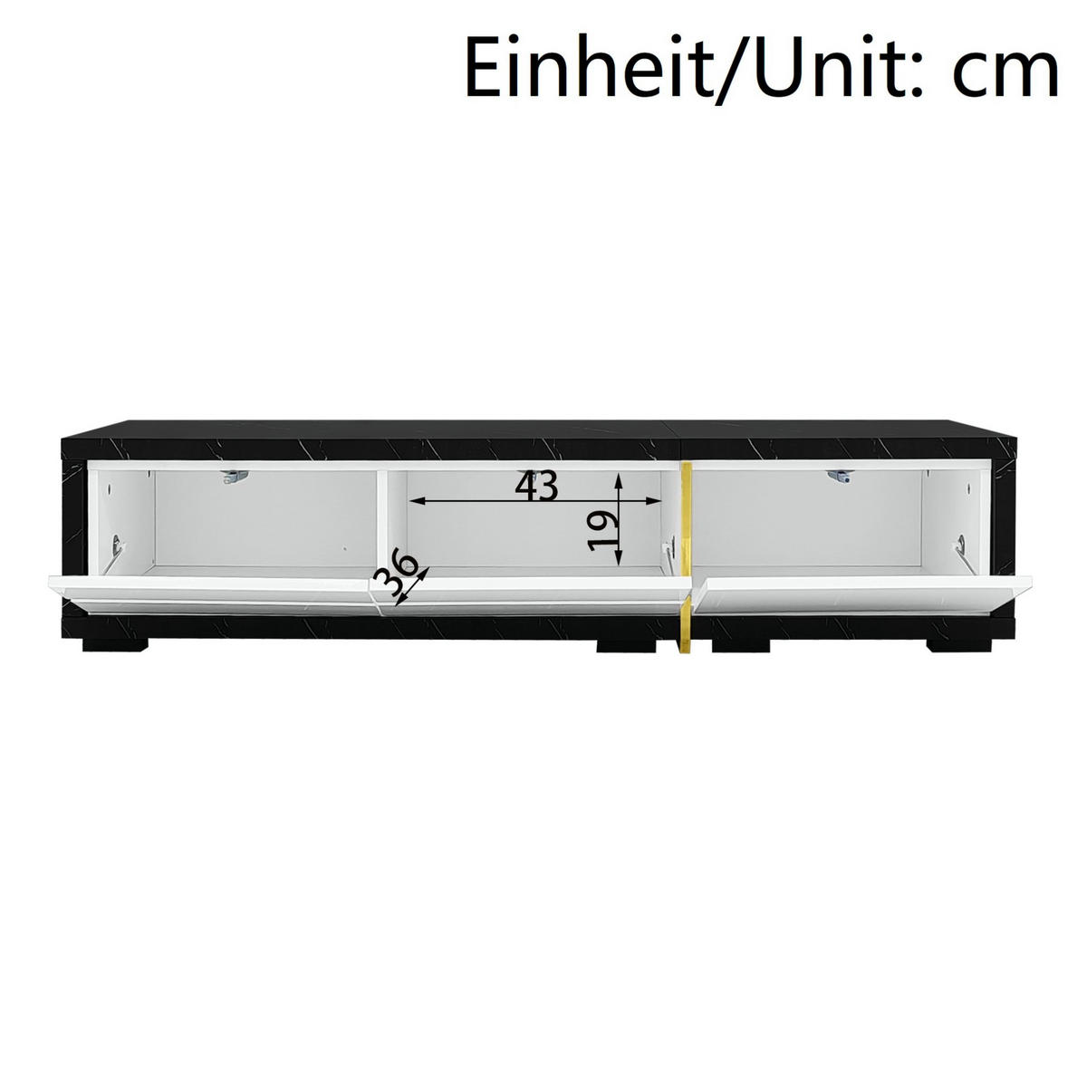LOWBOARD 140-260/40/30 cm aus MDF und Holzwerkstoff mit dreh- und ausziehbarer Funktion Schwarz-Weiß - Weiß, Holzwerkstoff (260/30/40cm) - Modenvie