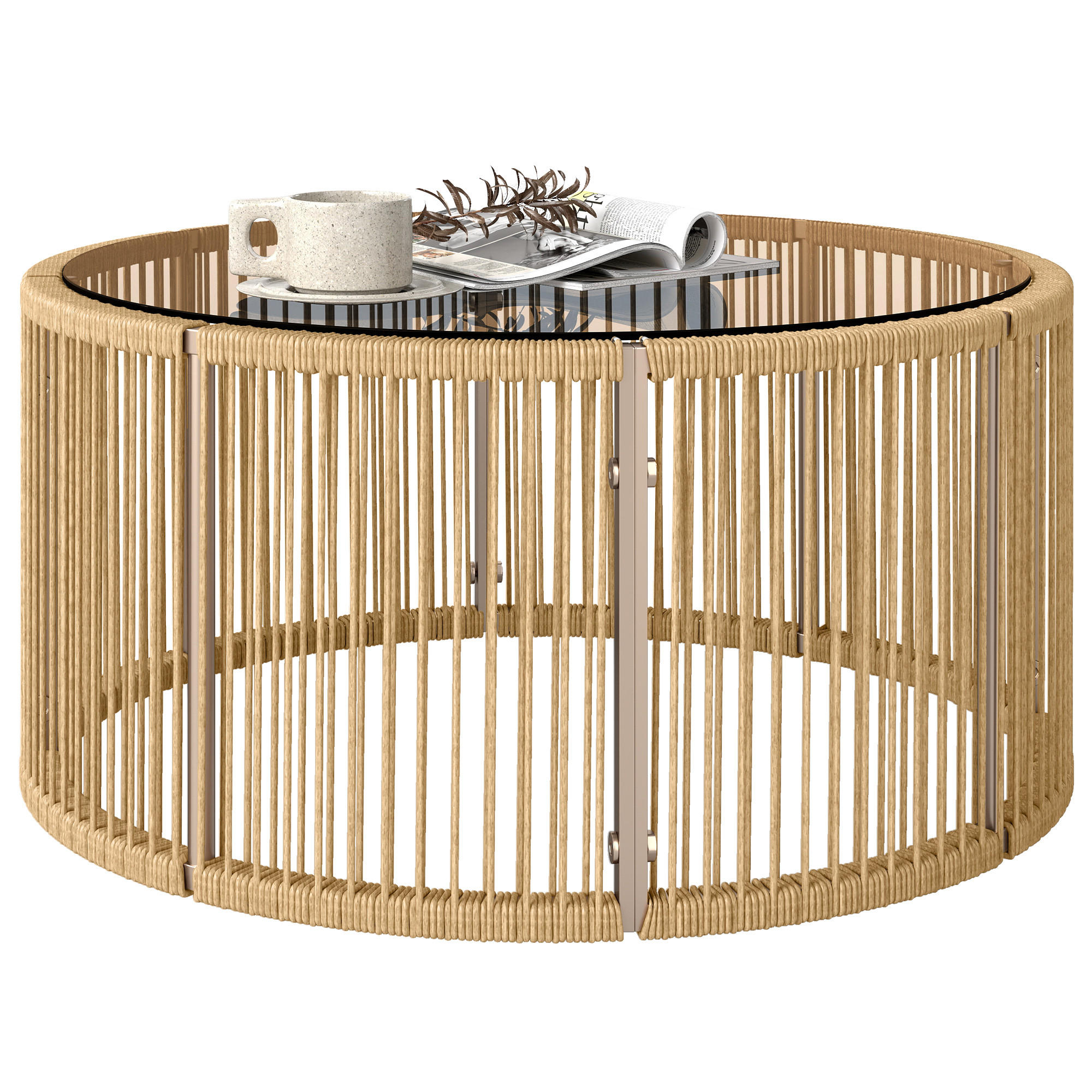 GARTENTISCH DE-13713 mit Glasplatte Braun - Braun, Kunststoff (70/70/33cm) - ComfortXL