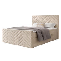BOXBETT NEREA PLUS 160/200 cm mit Matratze und Topper, Hellbeige - Sandfarben, Holzwerkstoff/Textil (160/200cm) - Idohome