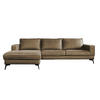 ECKSOFA BLOOM Beige Leder - Beige/Schwarz, Leder/Metall (276/177cm) - KAWOLA