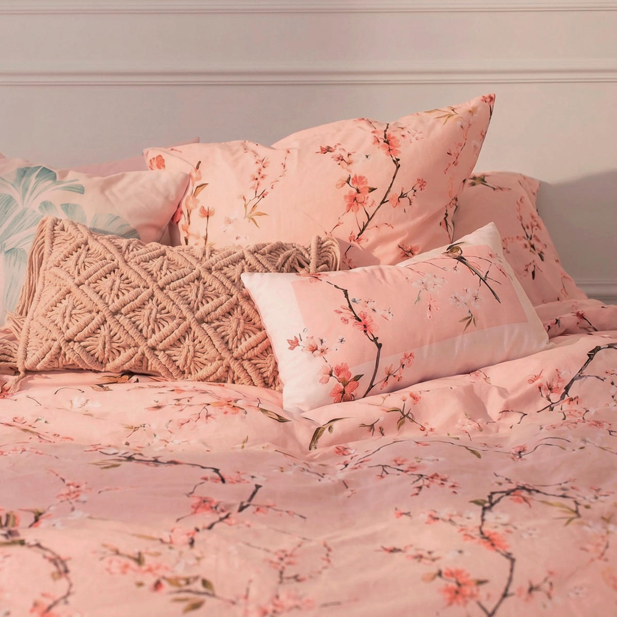 BETTBEZUG Chinoiserie rose 240x220 cm (Übergrösse) - Multicolor, Textil (240/220cm) - Happy Friday