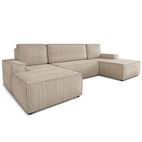 WOHNLANDSCHAFT Totti U - Beige, Holz/Textil (313/85/144cm) - Sofnet