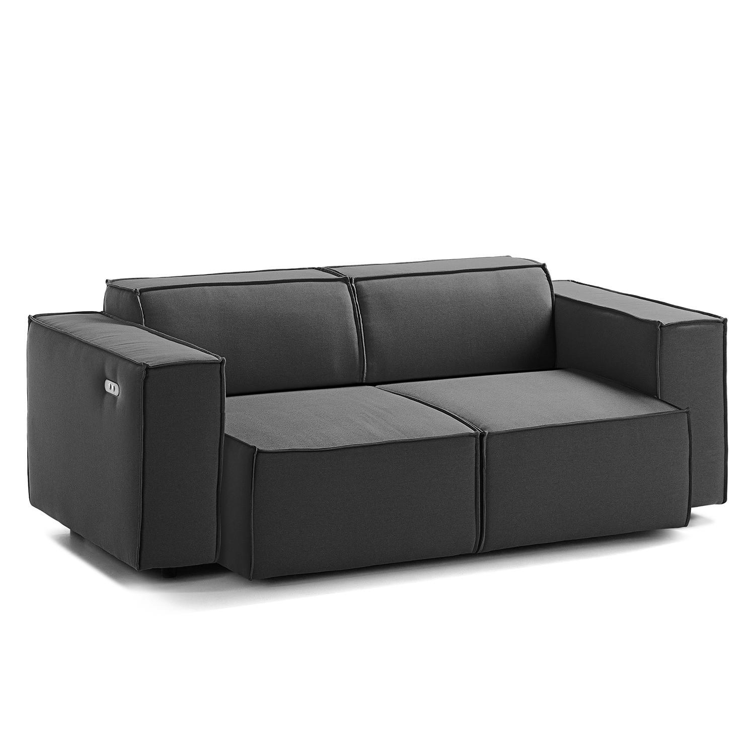 2-SITZER SOFA - Anthrazit/Schwarz, Kunststoff/Textil (189/70/96cm) - home24