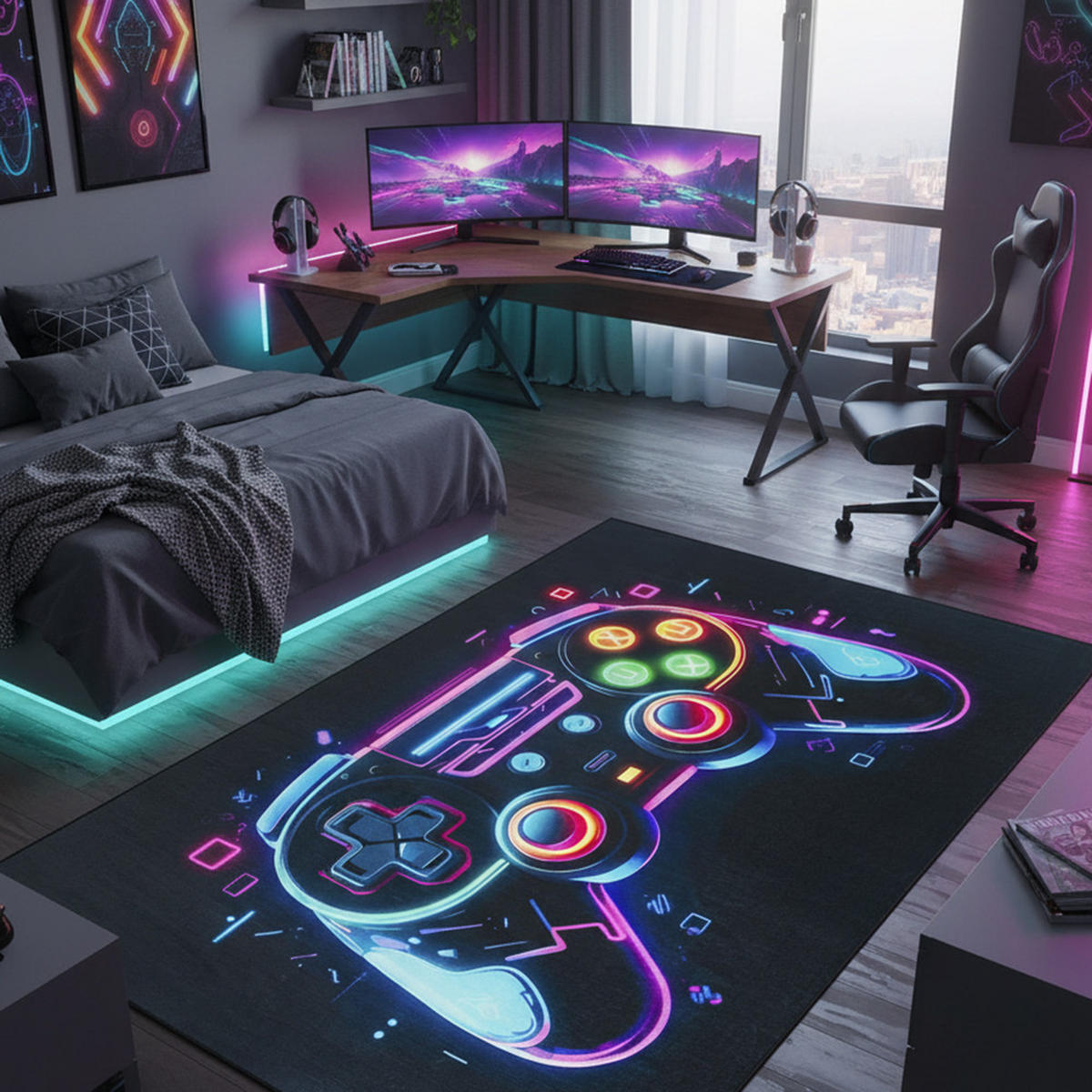 KINDERTEPPICH Gara Veloce Mazovia 160x230cm Schwarz Gaming Kurzflor - Schwarz, Textil (160/230cm) - Mazovia