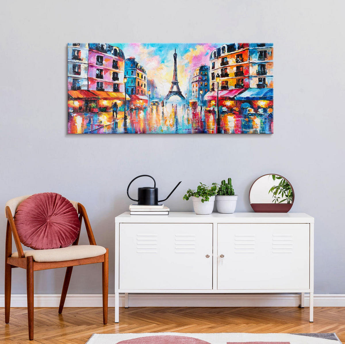 GEMÄLDE Pariser Lichter auf Keilrahmen 115x50 cm - Multicolor, Holz (115/50cm) - YS-art gallery