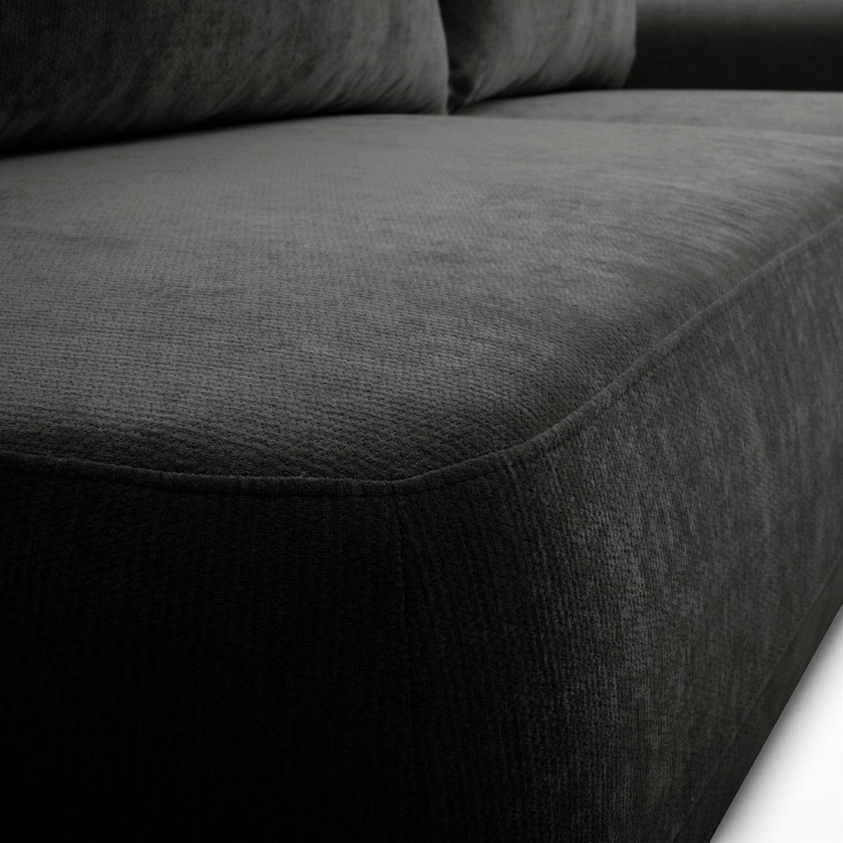 ECKSOFA GOYA mit Schlaffunktion und Bettkasten, Rechte, Perfect Harmony 99 - Anthrazit, Textil (302/184cm) - Lookway
