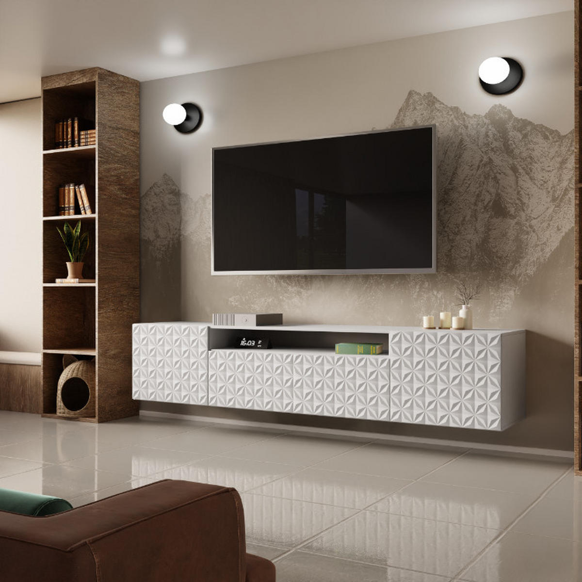 TV-SCHRANK Cali 200 cm, dreitürig, weiß - Weiß, Kunststoff (200/40/41cm) - Margaret Hadas24