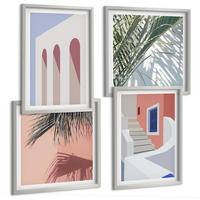 BILDER SET 4er Set - 50x50 cm & 40x60 cm Silberner Rahmen - Illustrationen der Stadtarchitektur - Silberfarben, Kunststoff (50/50cm) - TULUP