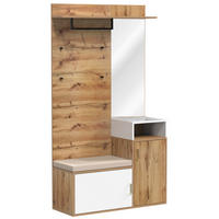 SCHUHSCHRANK aus MDF & Spanplatte 105x40x190,5cm in Weiß & Holz mit Spiegel - Weiß, Holzwerkstoff (105/190.5/40cm) - Modfu