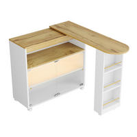 BARTISCH 138/39/105 cm weiß mit Stauraum und LED-Beleuchtung - Weiß, Holzwerkstoff (204/39/105cm) - OKWISH