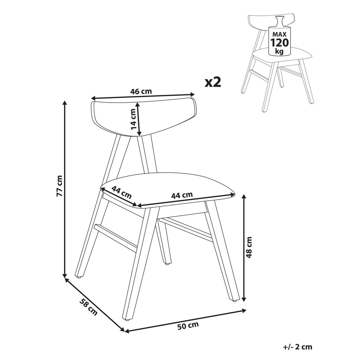 SCAUN DE BUCĂTĂRIE set de 2 lemn maro/verde Lacota - maro închis, lemn (50/77/58cm) - Beliani