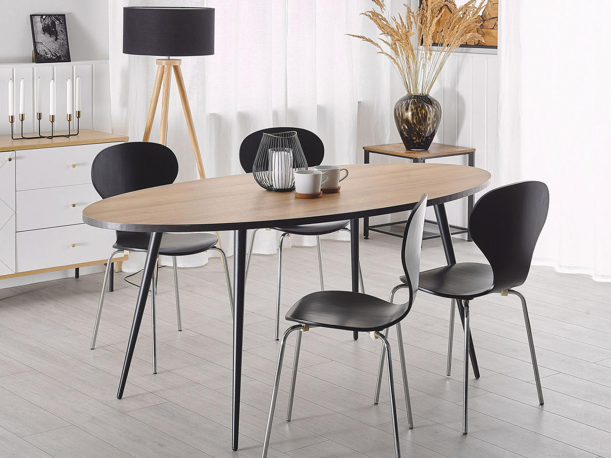 ESSTISCH 180/90/76 cm Dunkelbraun, Schwarz Oval Ottawa - Dunkelbraun, Holzwerkstoff (180/90/76cm) - Beliani