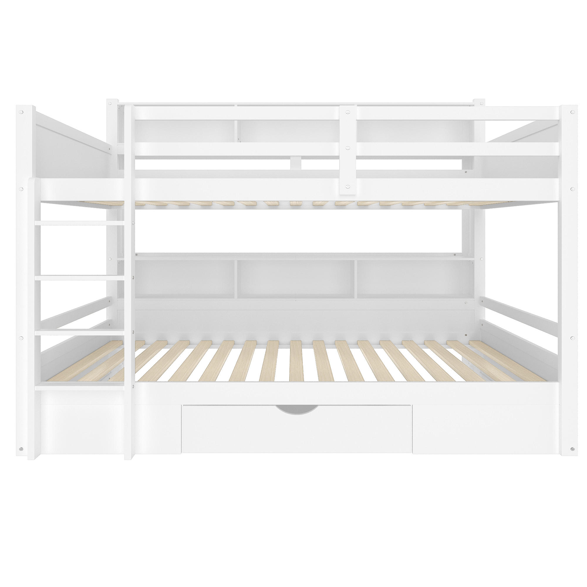 KINDERBETT Weiß Liegefläche 90/200 cm, Etagenbett, Schubladen, Staufächer, Ohne Matratze - Weiß, Holz (90/200cm) - PANGIVO