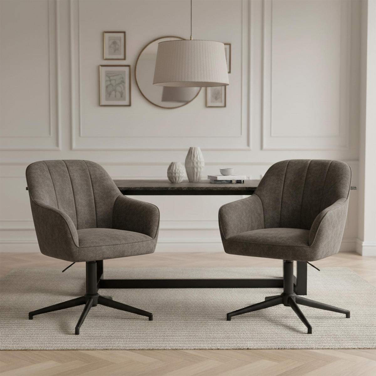 BÜROSTUHL Mika-Elin - Taupe/Schwarz, Textil/Metall (60/84/65cm) - DUBI Möbel