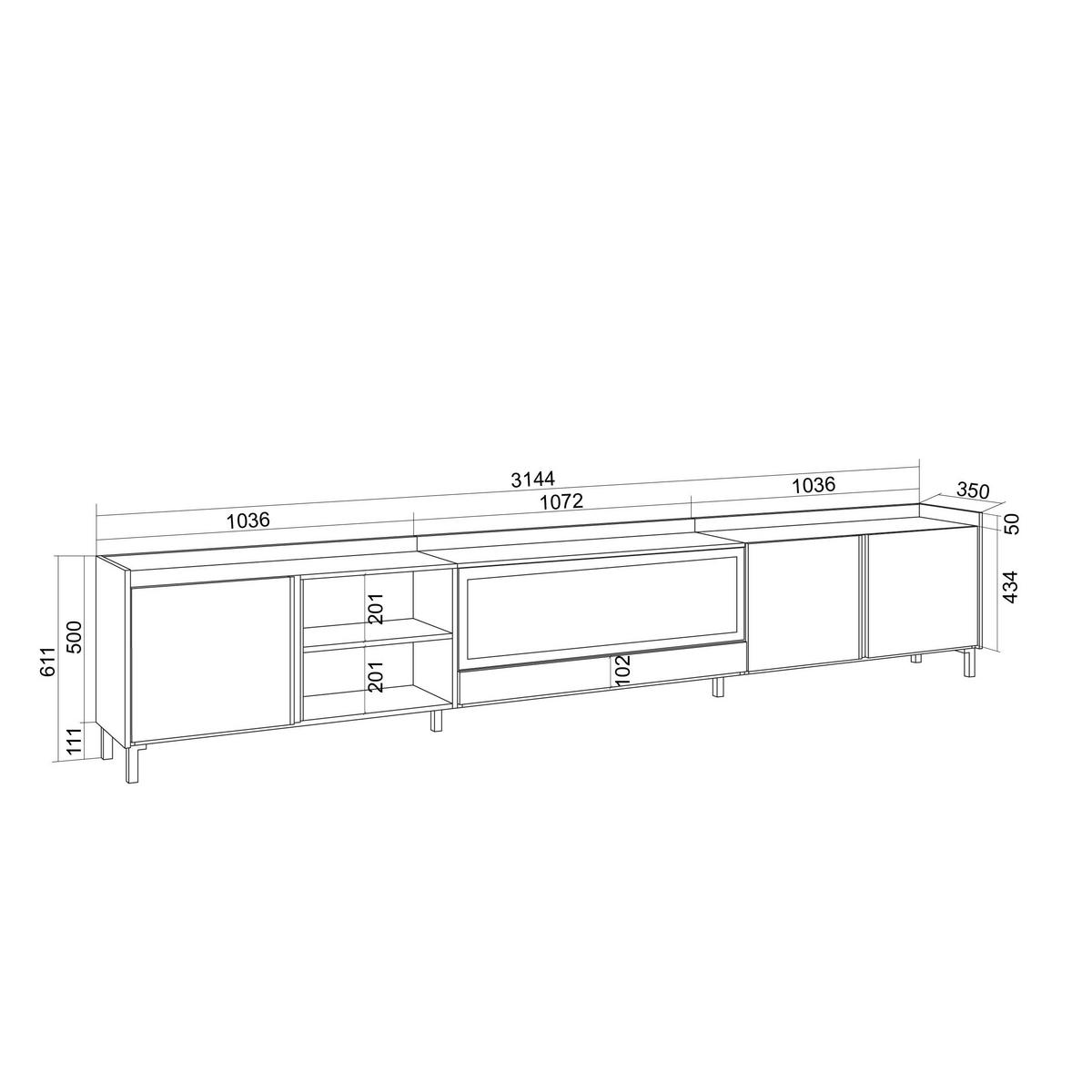 LOWBOARD, Beige, 315/35/50cm, Kamin mit Feuereffekt XXL - Beige, Holzwerkstoff (315/50/35cm) - Skraut Home